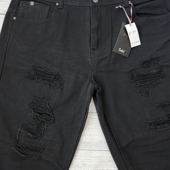 Plus Size Black Distressed Denim Shorts - Picture 2 of 16